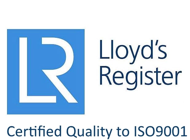 Certified Quality to ISO9001 and the logo of the certifying body, Lloyd's Register